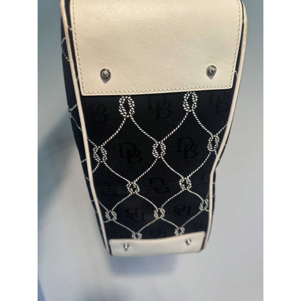 dooney & bourke Black Canvas bag with white leather straps. - Picture 6 of 7